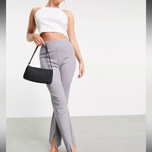4th and reckless‎ knitted flare split pants Size Medium Light Gray Stretch